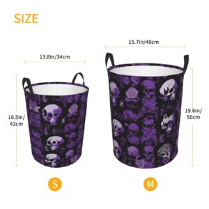 Mlmnbvc Laundry Baskets with Handles Waterproof Large Storage Basket, Collapsible Laundry Hampers, Laundry Room Organization & Apartment Essentials - Purple Black Goth Spooky, Medium