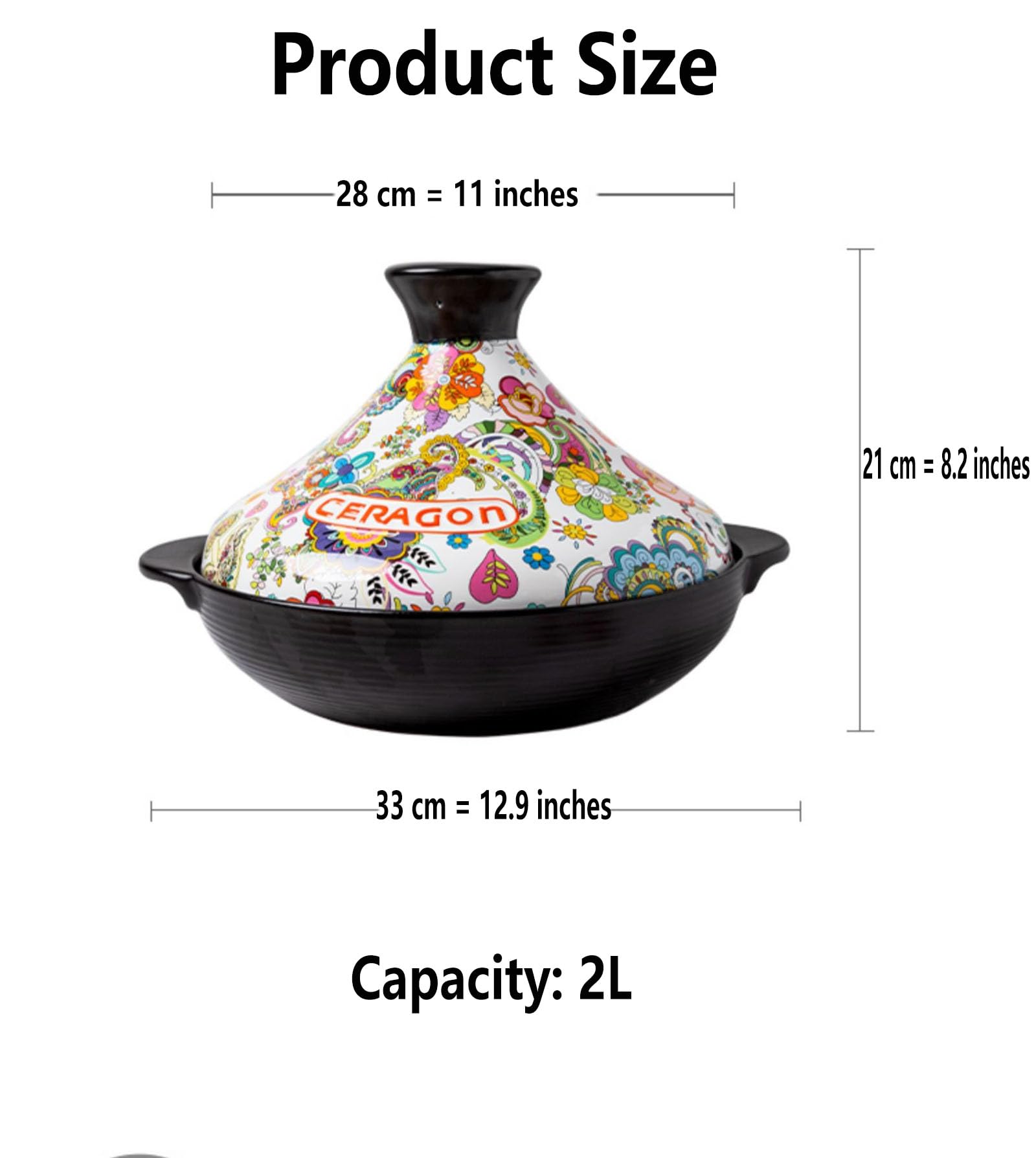 GFHVDC Moroccan Tagine, Enameled Cast Iron Cooking Pot, Flower Pattern Moroccan Tagine Pot Enameled Cast Iron Casserole Non Stick Saucepan Exotic Stew Pot with Lid