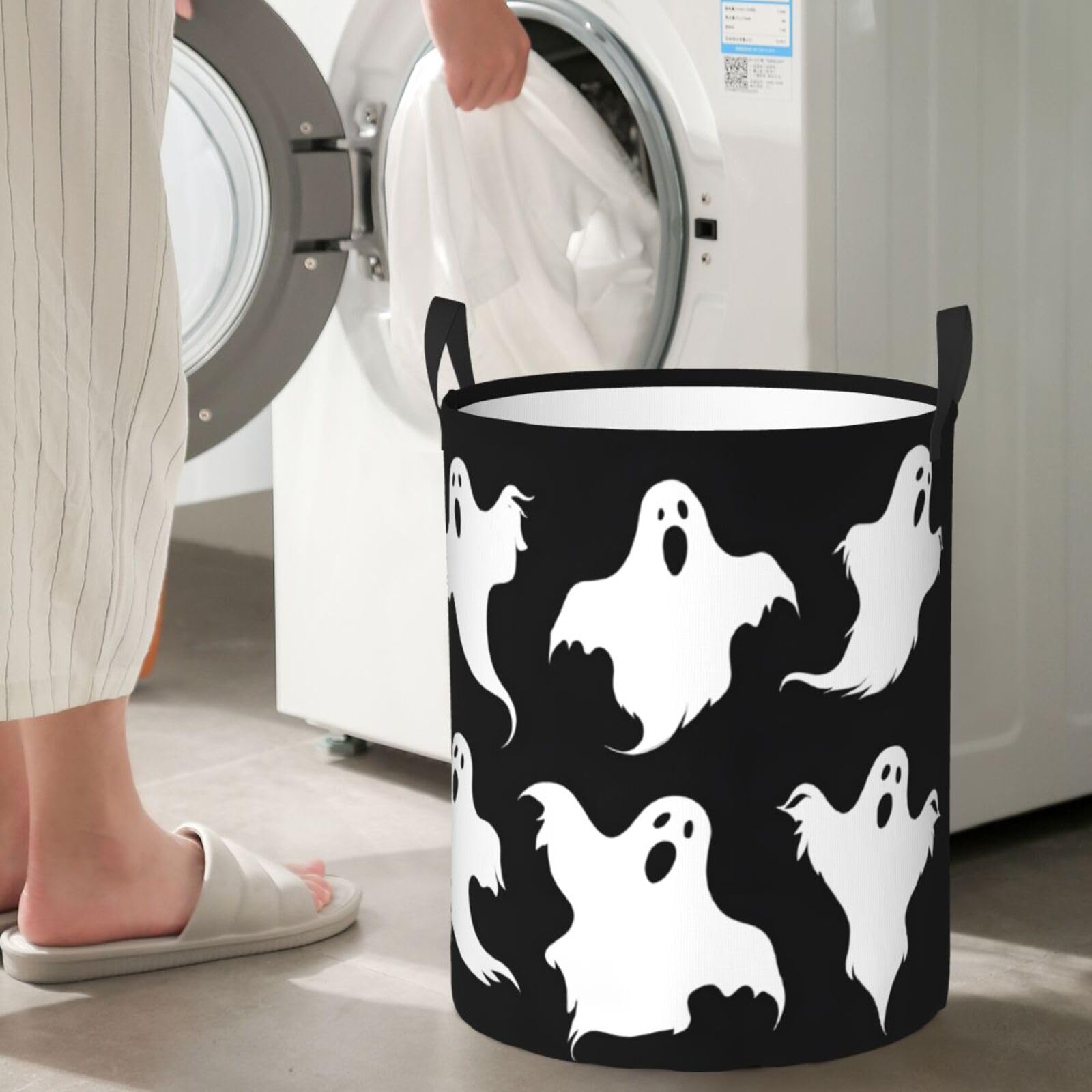 Mlmnbvc Laundry Baskets with Handles Waterproof Large Storage Basket, Collapsible Laundry Hampers, Laundry Room Organization & Apartment Essentials - Halloween Goth, Medium