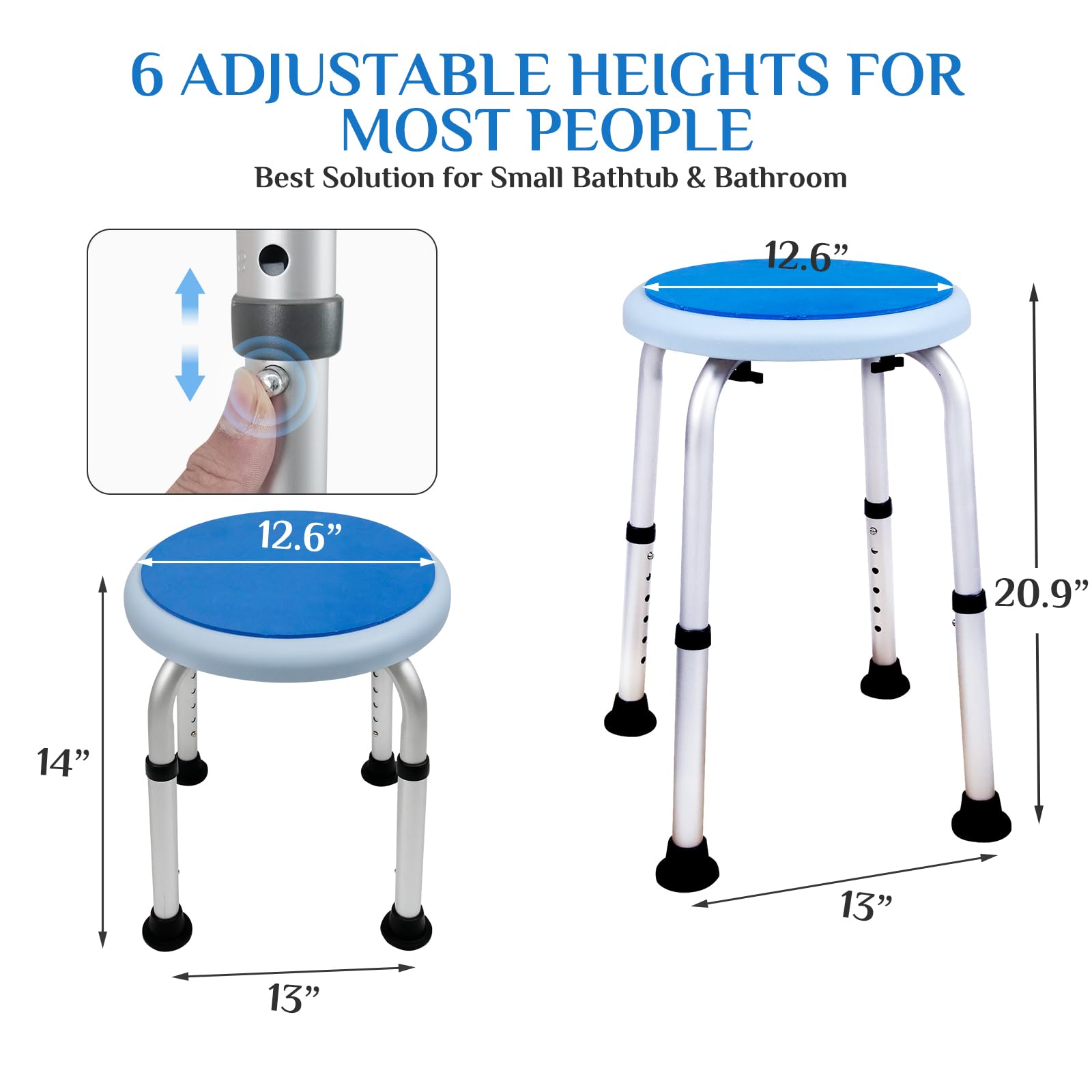 Massage Products Swivel Shower Stool 300 Lbs, 360 Degree Rotating Shower Chair for Inside Shower, Non-Slip Shower Bench Bathtub Seat (Shower Stool with pad)