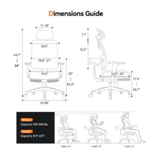 Newtral Office Chair Ergonomic & Laptop Table - High Back Desk Chair with Footrest, Auto-Following Lumbar Support, 4D Armrest, Adjustable Seat Depth & Height, Computer Desk Chair for Home Workstation