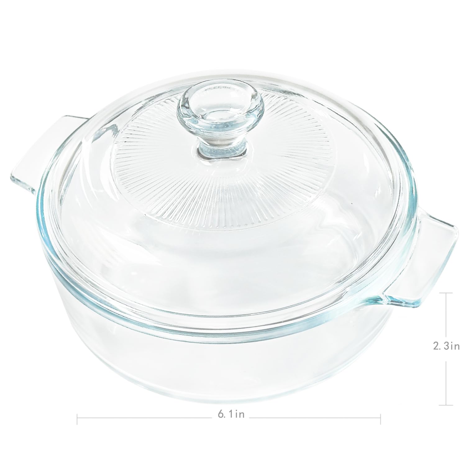 Small Tempered Glass Casserole Dish for Oven with Lid, Round Microwave Oven Baking Dish with Glass Lid, 0.8Qt