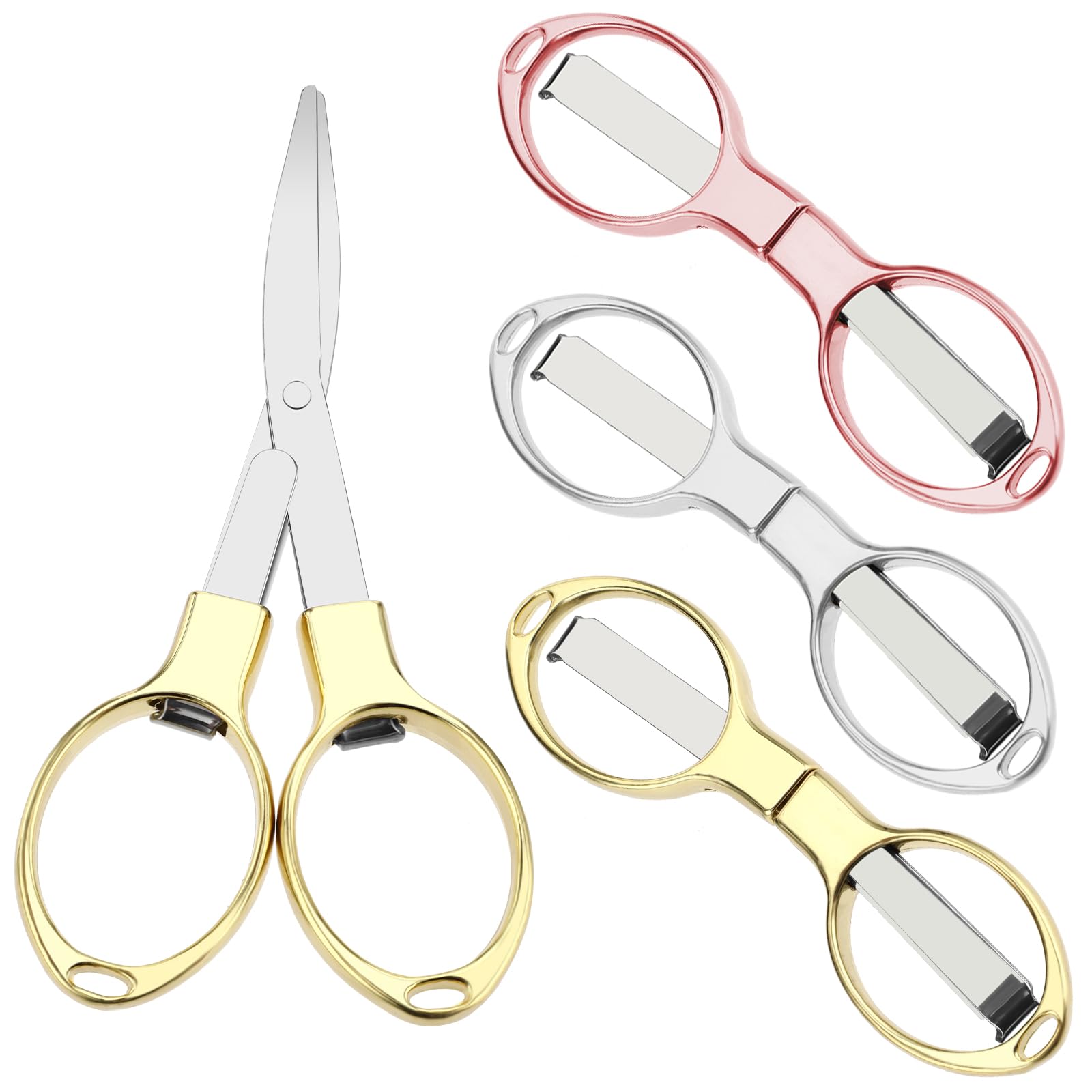 AHQiZFX 3 Pcs Folding Scissors, Safe Portable Travel Mini Scissors Crafting Scissors Stainless Steel Retractable Small Scissors for Home Office School Safe Portable Travel Scissors