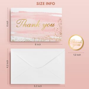 30 Thank You Cards with Envelopes Blank Gold Foil&Watercolor Bulk Box Set with Elegant Floral Envelopes &Stickers for Wedding, Baby Shower, Bridal Shower, Business, Anniversary - 4" x 6"