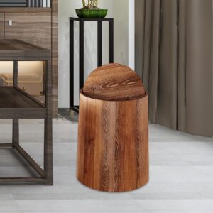 Yajuyi Bathroom Trash Can Household Trash Bin Waste Bin with Swing Lid Garbage Container Wood Grain Trash Can for Office Bedroom, M