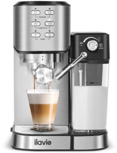 ilavie espresso machine 20 bar, 6 in 1 espresso coffee machine built in milk frother for espresso, cappuccino and latte with 1000ml water tank, 1350w