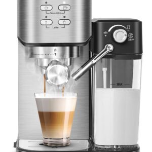 ILAVIE Espresso Machine 20 Bar, 6 in 1 Espresso Coffee Machine Built In Milk Frother for Espresso, Cappuccino and latte with 1000ML Water Tank, 1350W