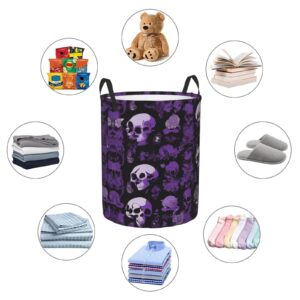 Mlmnbvc Laundry Baskets with Handles Waterproof Large Storage Basket, Collapsible Laundry Hampers, Laundry Room Organization & Apartment Essentials - Purple Black Goth Spooky, Medium