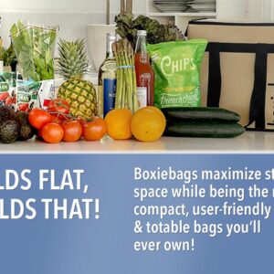 Boxiebag THE ORIGINAL (3-Pack) Collapsible Reusable Insulated Grocery Bag/Box - Stackable Heavy Duty Everyday Tote Bag - Folds Flat - Durable - Versatile - Innovative