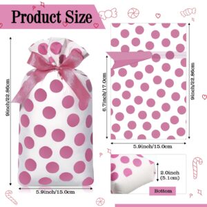 Bulyoou 50 Pcs Polka Dots Bags Bulk Dots Cellophane Treat Bags Candy Goodies Treat Bags Gift Watercolor Dots Plastic Wrapping Package for Birthday Party Snack Food Storage(Pink)