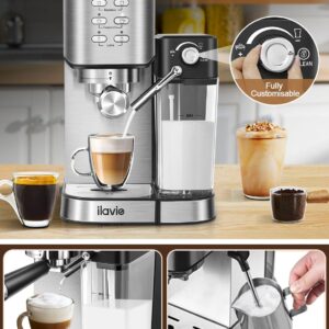 ILAVIE Espresso Machine 20 Bar, 6 in 1 Espresso Coffee Machine Built In Milk Frother for Espresso, Cappuccino and latte with 1000ML Water Tank, 1350W