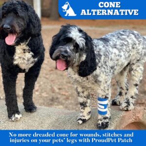 Proud Pet Patches A Better Dog Bandage for Wound Care, Cone Collar Alternative. Recovery Adherent Bandage for Dogs Leg. Cover & Help Licking of Hot Spots, Lick Granuloma, Stitches (Small)