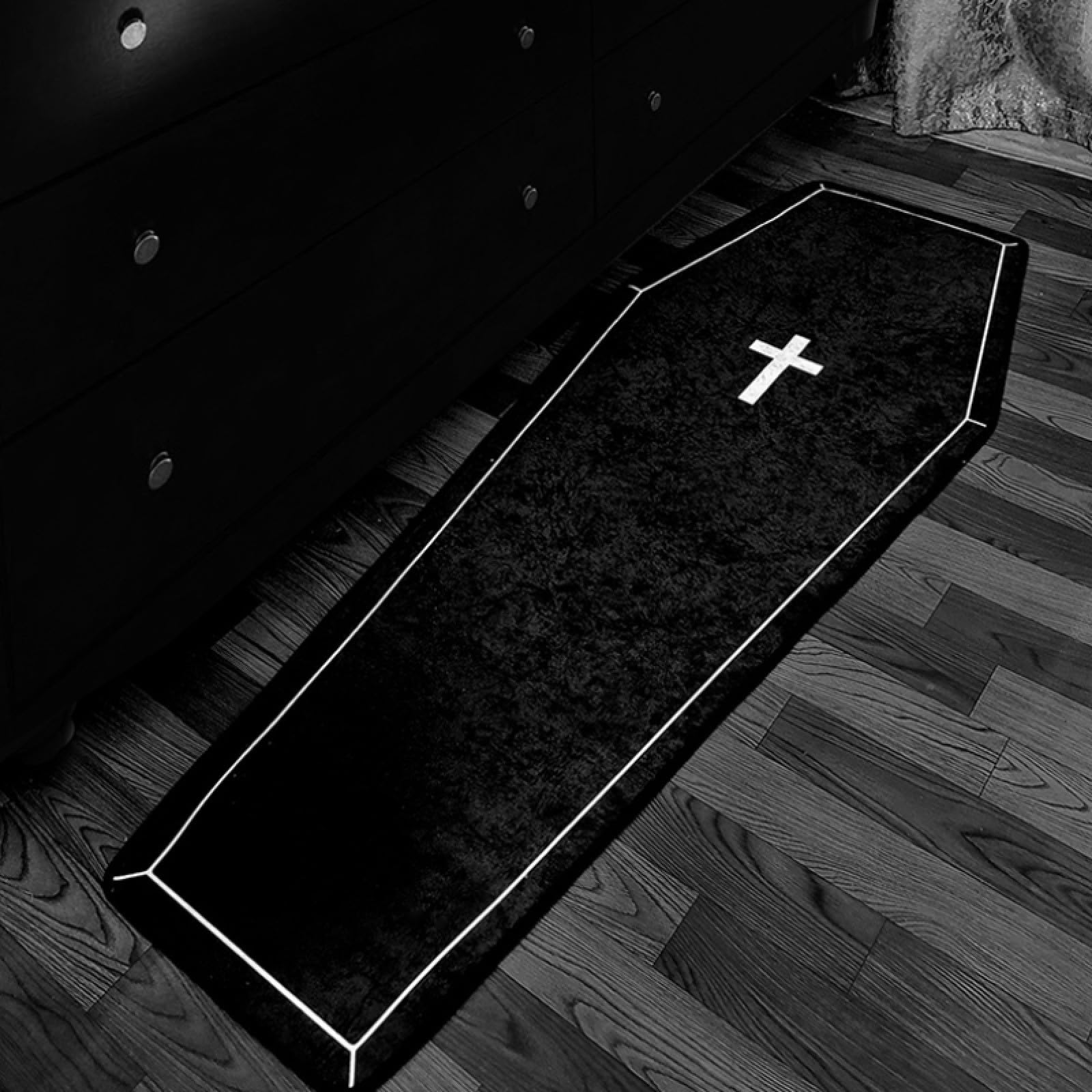 Generic Coffin Bath Mat Halloween Rug - Black Gothic Home Decor for Bathroom Bedroom Kitchen Room, Coffins Halloween Door Mat, Horror Gothic Gift Spooky Gifts Gothic Rugs Spooky Gift (B)