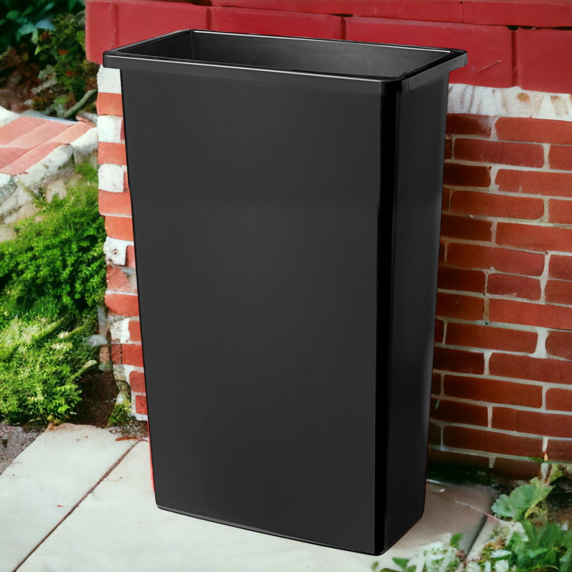 Black 23 Gallon Slim Rectangular Trash Can with lid Restaurant Trash can Commercial Trash can Tall Plastic Trash can Industrial Trash can Square Trash cans for Kitchen Trash can with Dome Swing Lid