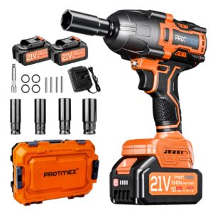 cordless impact wrench, 900ft-lbs (1200n.m) 1/2" brushless impact gun, 21v high torque power impact driver, 2x4.0ah batteries electric impact motor variable speeds for car/truck rv/mower