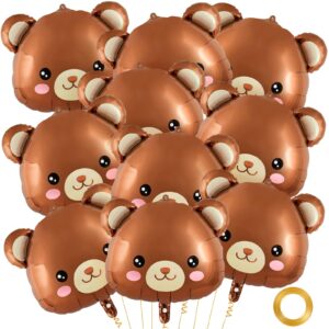 10 pcs large bear balloons,22 inch bear head balloon brown bear foil balloons,bear shaped animal balloons for birthday party baby shower jungle theme party decoration