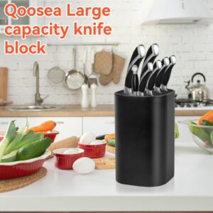 Qoosea Knife Holder Block without Knives Easy Cleaning Detachable Knife Storage Space Saver with Scissors Slot Sharpening Bar Slot Black