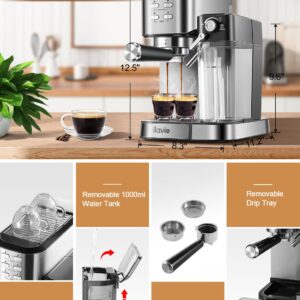 ILAVIE Espresso Machine 20 Bar, 6 in 1 Espresso Coffee Machine Built In Milk Frother for Espresso, Cappuccino and latte with 1000ML Water Tank, 1350W