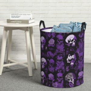 Mlmnbvc Laundry Baskets with Handles Waterproof Large Storage Basket, Collapsible Laundry Hampers, Laundry Room Organization & Apartment Essentials - Purple Black Goth Spooky, Medium