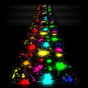 haull 118 x 39 inch neon light up dance floor neon party decorations blacklight rug glow in the dark uv reactive fluorescent for christmas halloween birthday wedding party favors (paint splatter)