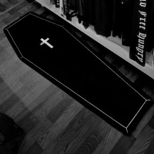 generic coffin bath mat halloween rug - black gothic home decor for bathroom bedroom kitchen room, coffins halloween door mat, horror gothic gift spooky gifts gothic rugs spooky gift (b)