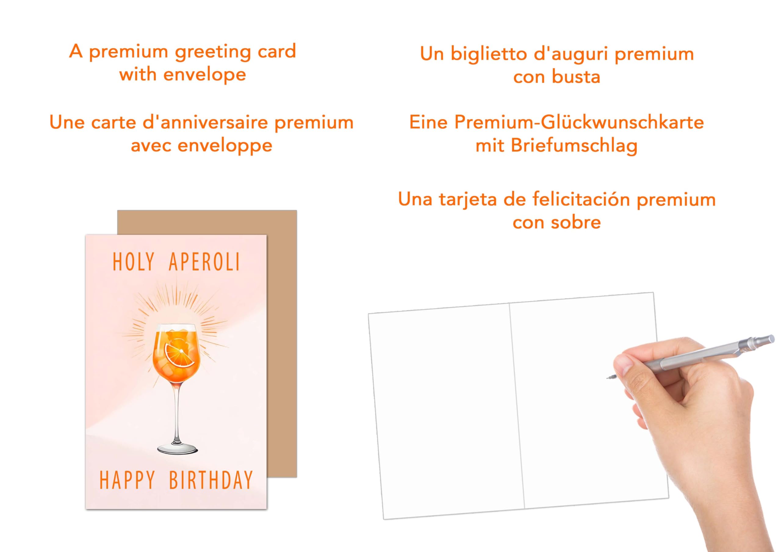 Edition Seidel Premium Birthday Card with Envelope. Greeting Happy Birthday for him or her Female Friend Wife Girlfriend Drink Aperol Orange Holy Aperoli (G3566 SW024), neutral