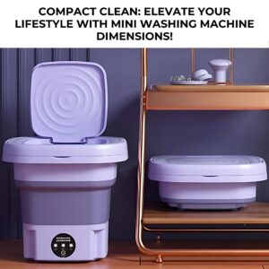 Portable Washing Machine, 11L Foldable Mini Washer, 3 Modess Upgraded Design, Baby Washing Machine for Traveling, Gift for Men & Women - Purple