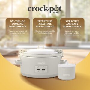 Crock-Pot 7 Quart Cook and Carry Slow Cooker with Touch Control, 4 Pre Programmed Settings, Removable Stoneware, and Locking Lid, Mushroom