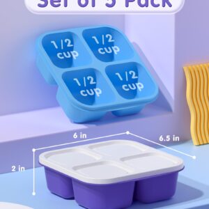 5 Pcs Bento Snack Containers, Reusable 4 Compartment Divided Food Storage Containers, Divided Lunchable Container for School, Work and Travel (5 Color)