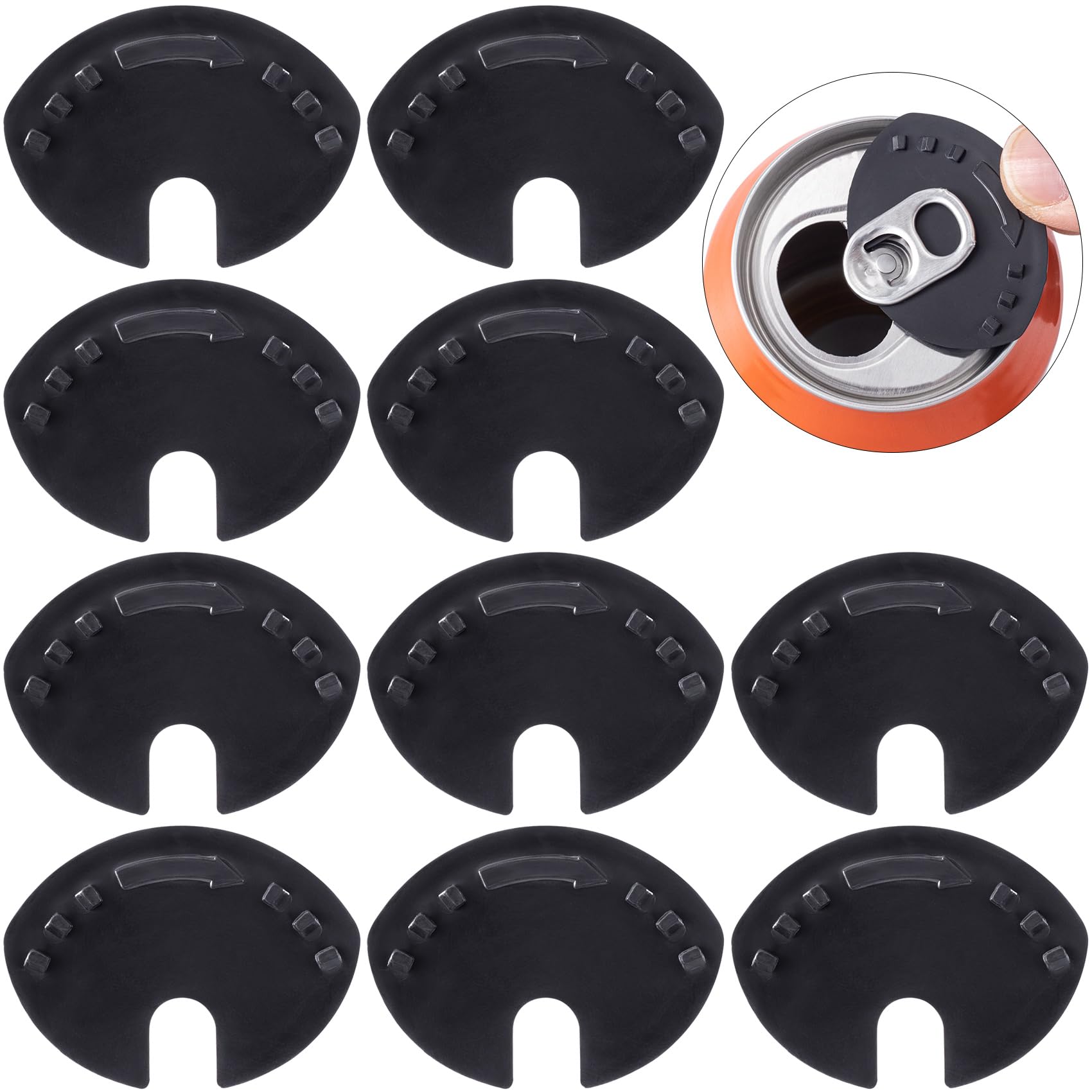 Pndeyo 10pcs Soda Can Covers Lids, Plastic Pop Can Lid Cover, Can Top Cap Protector Spill Guard for Soda Drink Beer Coke Juice Beverage- Black