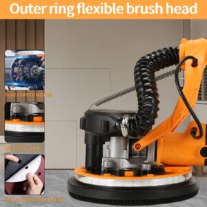 BEERGAS electric dry wall sanding machine with vacuum variable speed lever sanding machine, 1390W, 900-2800RPM ceiling sanding machine, with 12 sanding discs, LED lights, dust bags, and hoses