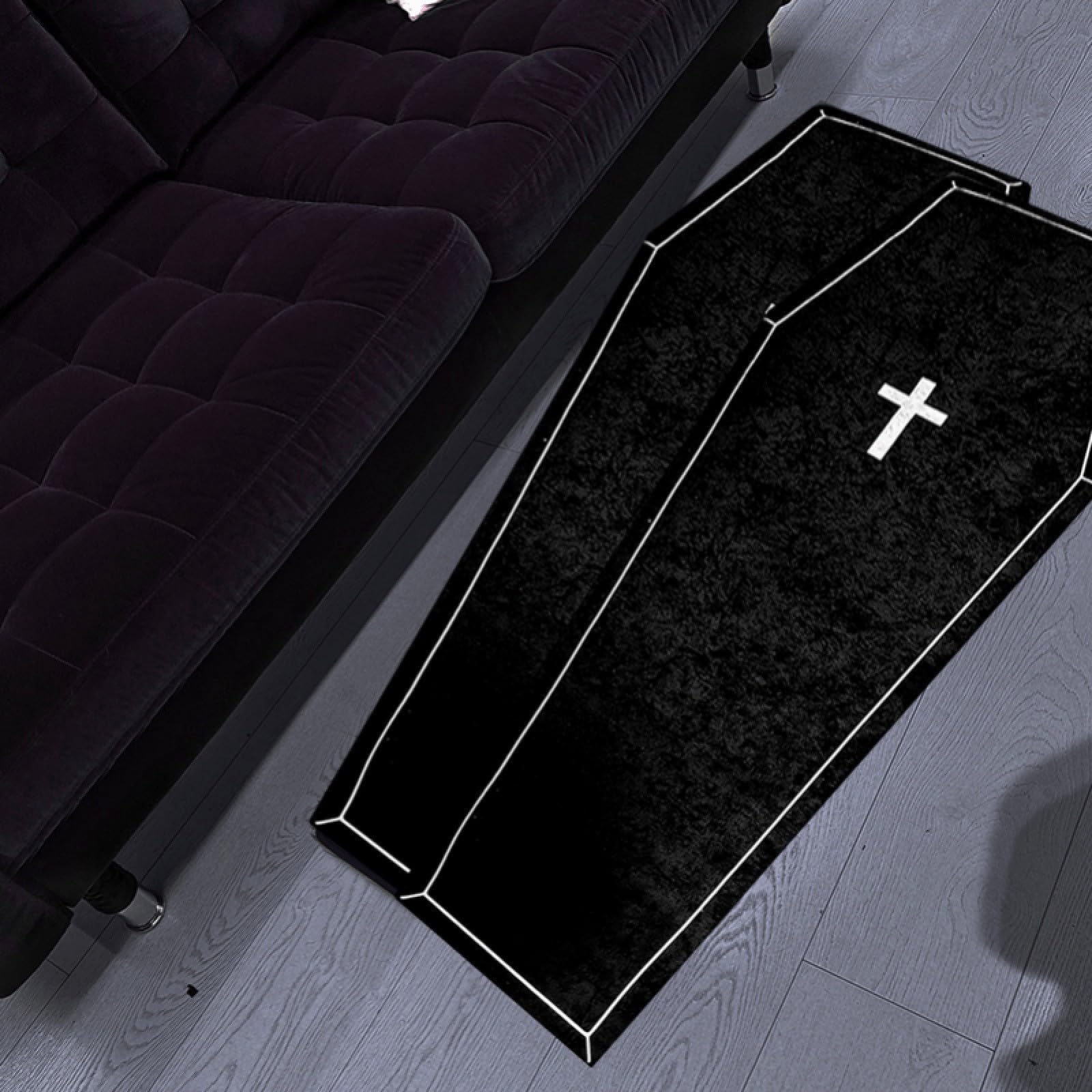 Generic Coffin Bath Mat Halloween Rug - Black Gothic Home Decor for Bathroom Bedroom Kitchen Room, Coffins Halloween Door Mat, Horror Gothic Gift Spooky Gifts Gothic Rugs Spooky Gift (B)