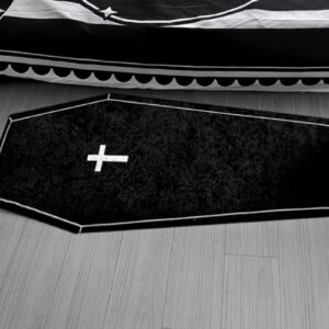 Generic Coffin Bath Mat Halloween Rug - Black Gothic Home Decor for Bathroom Bedroom Kitchen Room, Coffins Halloween Door Mat, Horror Gothic Gift Spooky Gifts Gothic Rugs Spooky Gift (B)