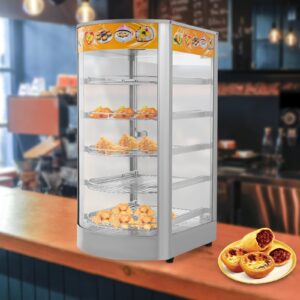 5-Tier Commercial Food Display Warmer,800W Electric Food Warmer Countertop Pizza Warmer Countertop with LED Lighting Adjustable Temperature, Pastry Display Case for Buffet Restaurant 110V