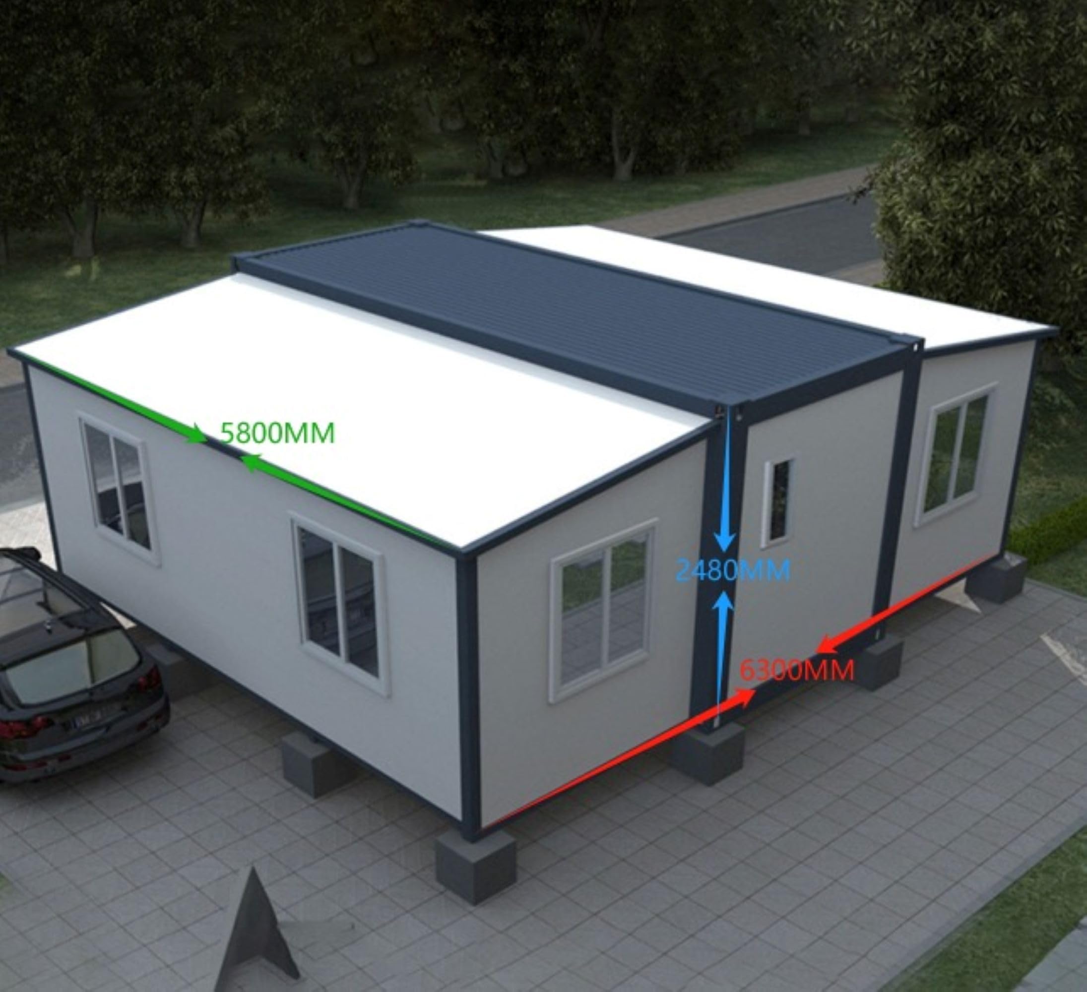 Generic 20Ft Folding Expandable Prefabricated House.Hurricane Proof. Insulated Movable Prefab Home. Prefab Tiny House 2 bedroom/1kitchen/1bathroom, E001-20ft