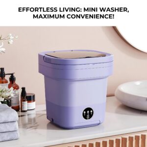 Portable Washing Machine, 11L Foldable Mini Washer, 3 Modess Upgraded Design, Baby Washing Machine for Traveling, Gift for Men & Women - Purple