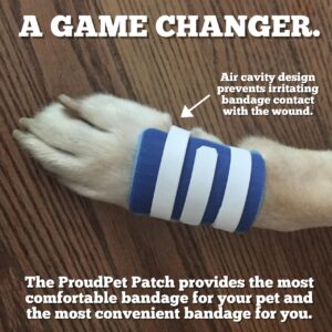 Proud Pet Patches A Better Dog Bandage for Wound Care, Cone Collar Alternative. Recovery Adherent Bandage for Dogs Leg. Cover & Help Licking of Hot Spots, Lick Granuloma, Stitches (Small)