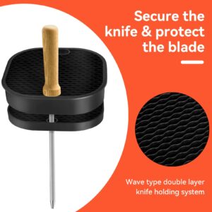 Qoosea Knife Holder Block without Knives Easy Cleaning Detachable Knife Storage Space Saver with Scissors Slot Sharpening Bar Slot Black