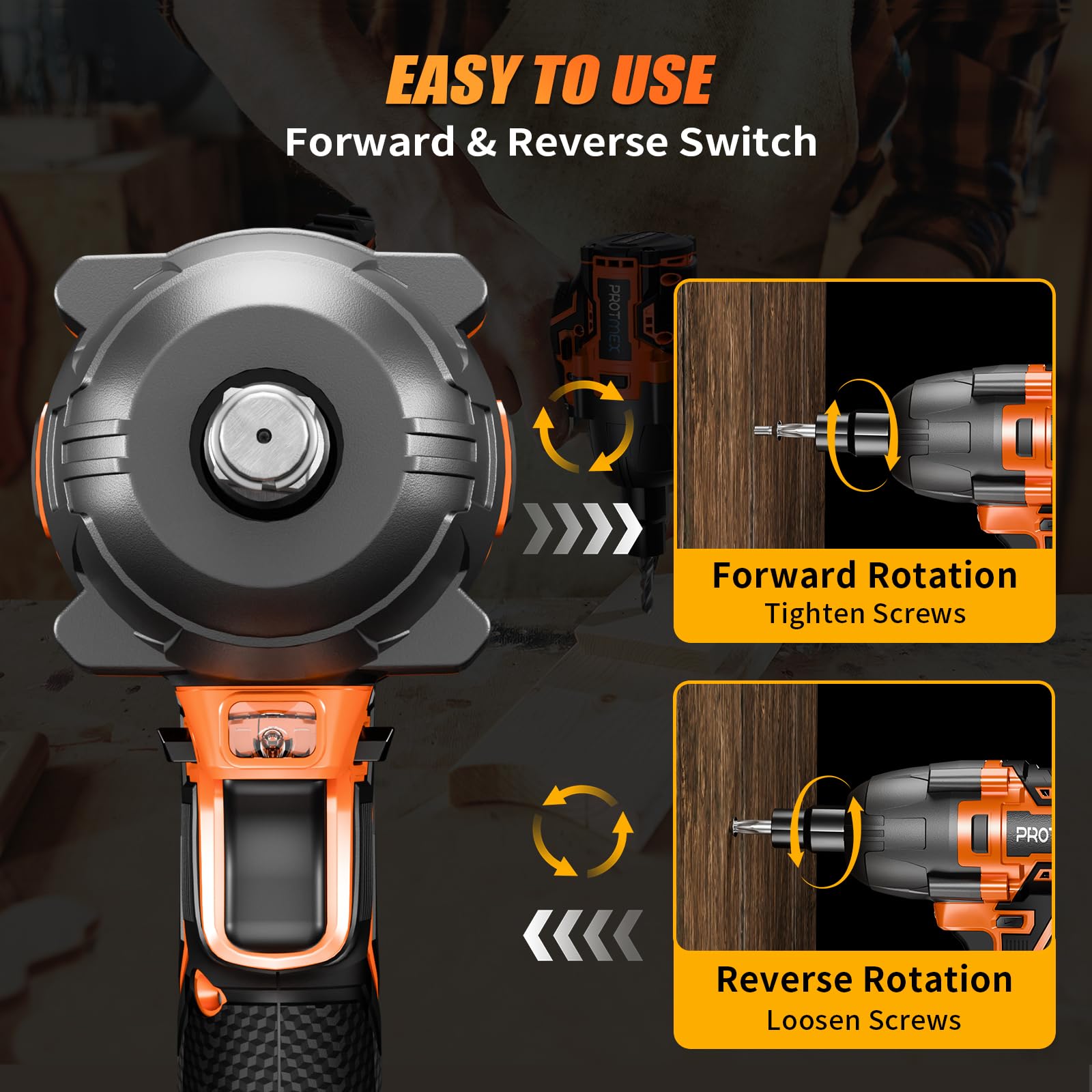 Cordless Impact Wrench, 900Ft-lbs (1200N.m) 1/2" Brushless Impact Gun, 21V High Torque Power Impact Driver, 2x4.0Ah Batteries Electric Impact Motor Variable Speeds for Car/Truck RV/Mower