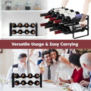 ICOHOT Stackable Wine Rack Countertop, Sturdy Wine Bottle Holder Freestanding for Cabinet, 2 Tier Small Tabletop Wine Holder Stand for Pantry Bar, Wire Wine Bottle Rack Metal Wine Storage Organizers