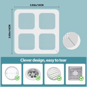 30 PCS, 4" X 4" Disposable Shower Drain Cover Hair Catcher Shower Drain Mesh Stickers, Kitchen, Laundry, Bathtub,Bathroom, Sink, for Human and pet Hair