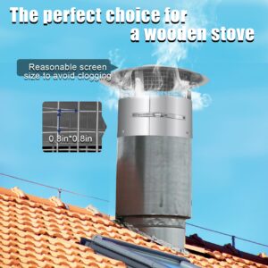 Magam 9 Inch Round Chimney Cap,9 Inch Tapered Top Chimney Cap with Screen, Adjustable and Reinforced Chimney Cap,9 Inch Chimney Cap with Fastening Device with Screen, Stovepipe Finial,Stainless Steel