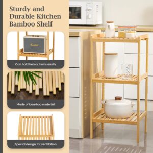 BATHFLEX 3 Tier Bamboo Bathroom Shelf - Bamboo Freestanding Shelf for Storage - Bamboo Plant Stand for Living Room - Multifunctional Storage Rack for Kitchen, Bedroom and Entryway