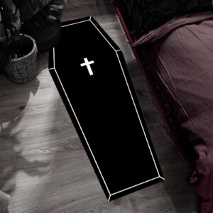 Generic Coffin Bath Mat Halloween Rug - Black Gothic Home Decor for Bathroom Bedroom Kitchen Room, Coffins Halloween Door Mat, Horror Gothic Gift Spooky Gifts Gothic Rugs Spooky Gift (B)