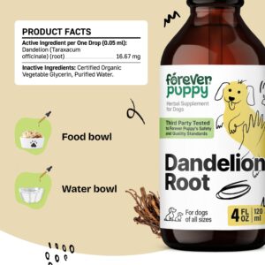 Dandelion Root for Dogs - Liver Supplements for Dogs w/Dandelion Root - Liver Detox & Cleanse Drops for Large, Medium & Small Dogs - Natural Dog Food Supplements for Liver Health Support - 4 oz