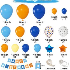 Zpltaomc Blue Balloons Arch Garland Kit, Blue and Orange Birthday Banner, Blue Dog Paw Birthday Party Supplies for Baby Shower Girls Boys 1st 2nd 3rd 4th 5th Blue Theme Birthday Party Decorations