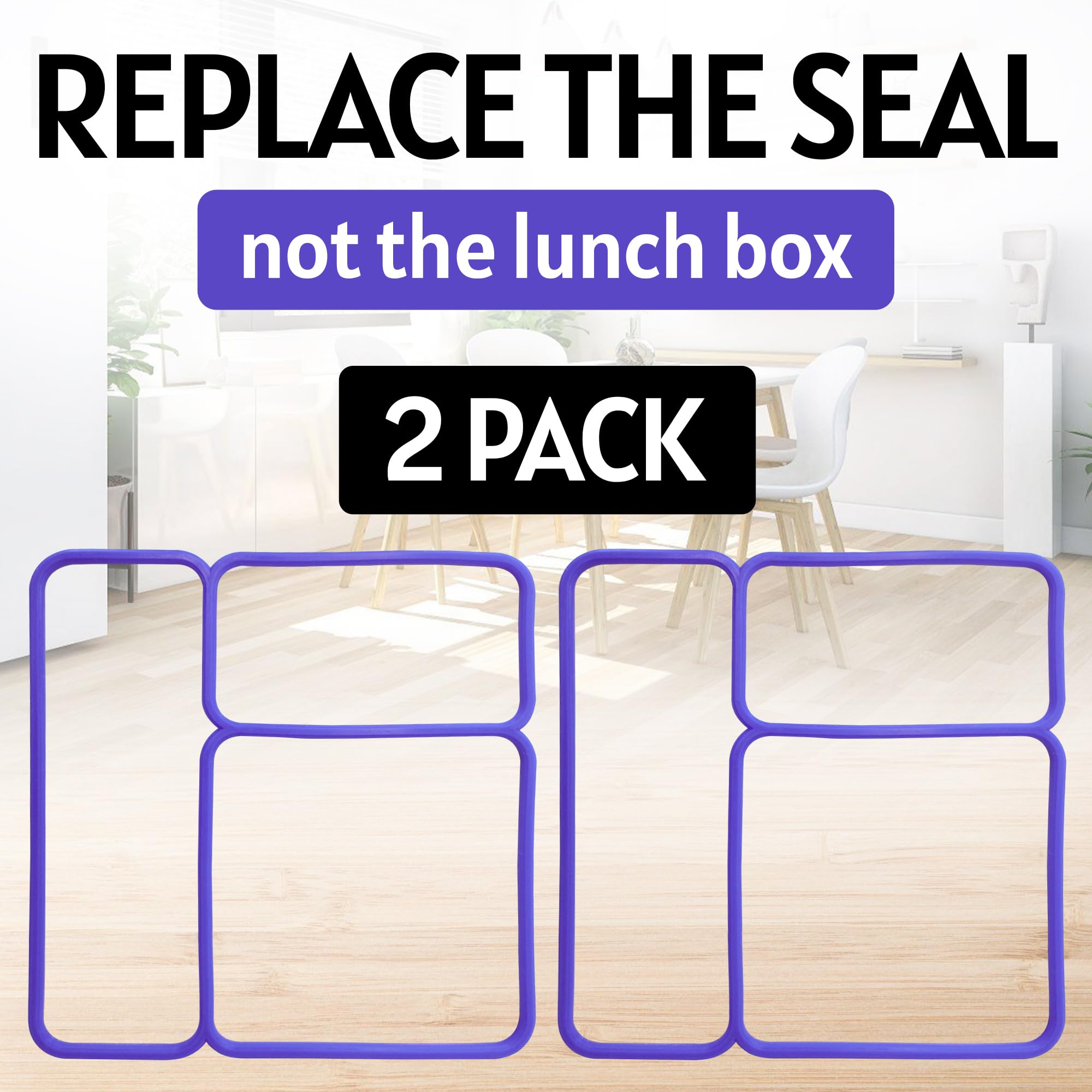 [2 Pack] Lid Seal Gasket For OmieBox - Exact Fit Replacement Part For Kids Bento Lunch Box With Insulated Food Container - 100% Food-Safe Silicone Rubber (Purple) - Lunch Box NOT Included