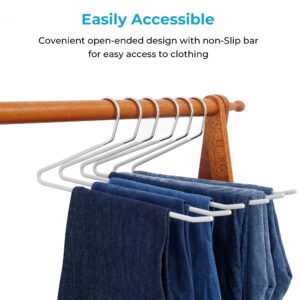 JS HANGER Open-Ended Pants Jean Hangers - 20 Pack Versatile Metal Non-Slip Hangers for Pants, Jeans, Trousers, Scarf - Space-Saving Clothes Hangers for Women Men, Grey, Gray