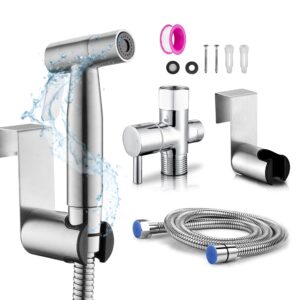 Handheld Bidet Toilet Sprayer - Stainless Steel Jet Spray for Toilets - Bathroom Bidet with Adjustable Water Pressure - Easy to Install - for Baby Cloth Diaper Cleaning & Feminine Wash