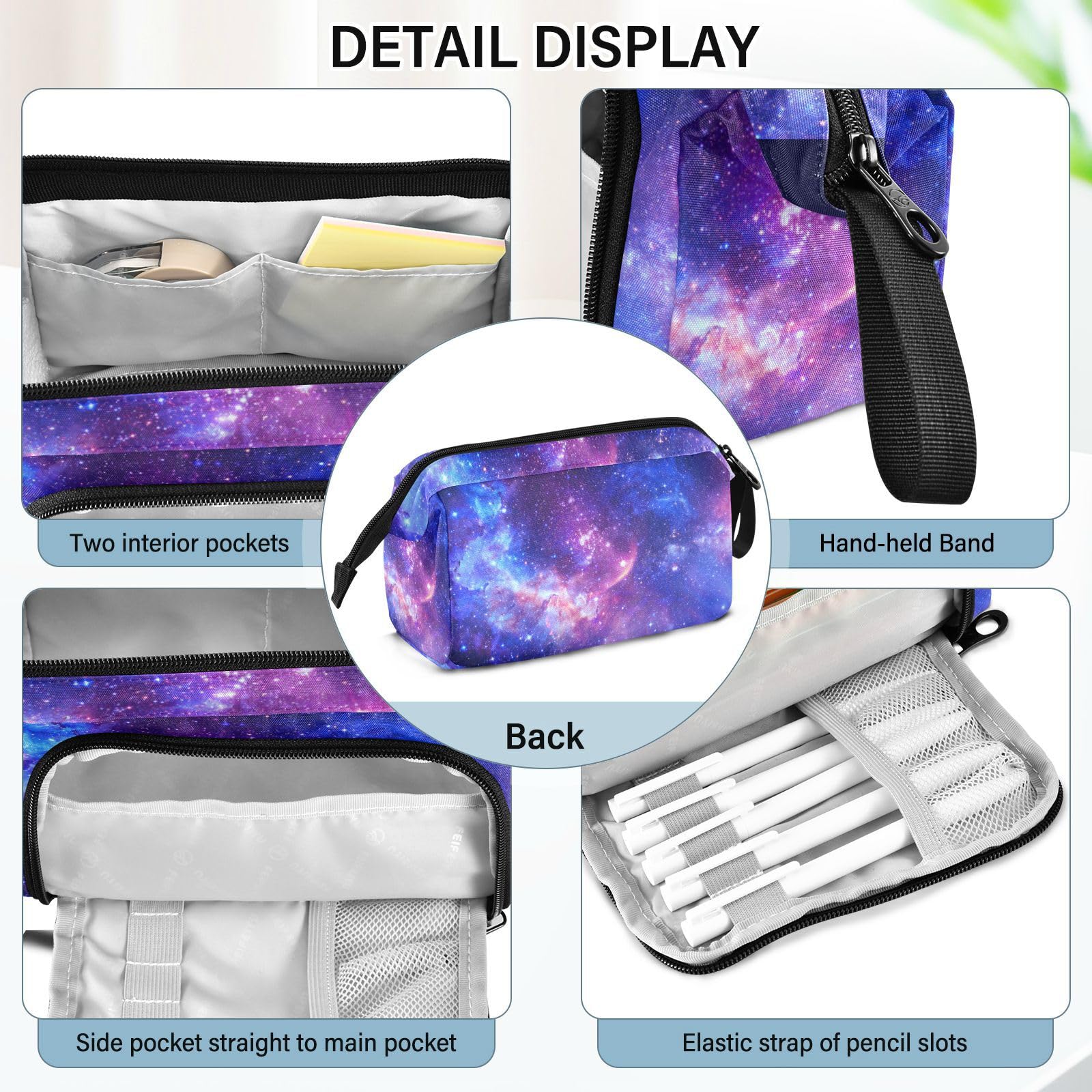 Sletend Cool Galaxy Pencil Bag Pencil Case for Teen Boy Girl, Big Capacity Pen Bag Zipper Pencil Pouch with Handheld Aesthetic Pencil Pouch with Print School Office Pencils Stationery